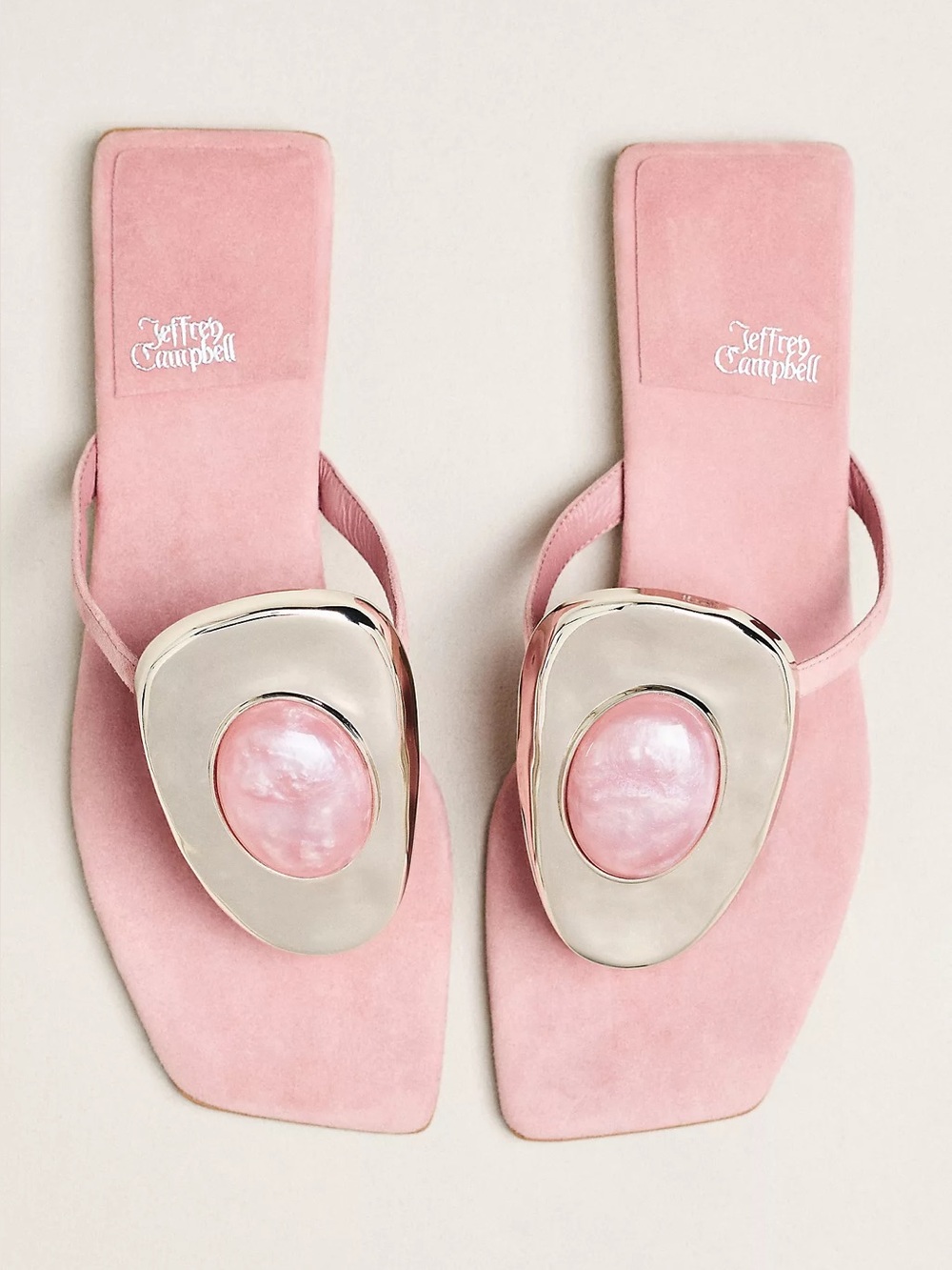 Jeffrey Campbell Bazaar Flip-Flop Sandals pink suede